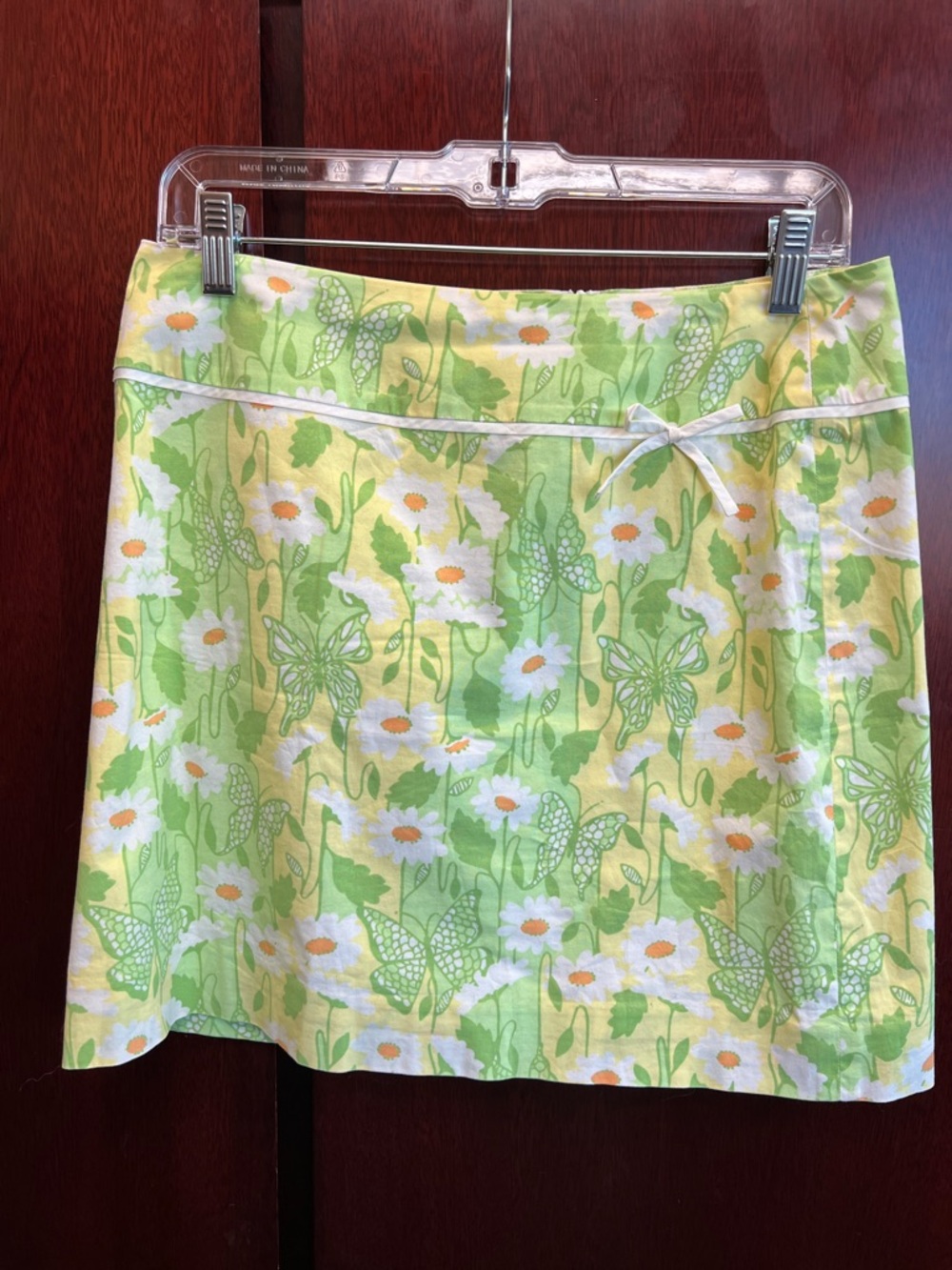 Lilly Pulitzer Yellow & Green Floral Mini Skirt with Bow